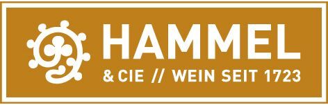 Logo von "HAMMEL & CIE" in weiß auf braunem Hintergrund, mit Text "WEIN SEIT 1723".